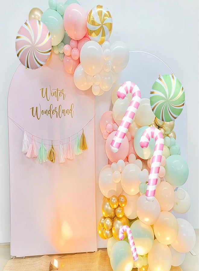 Togvu Christmas Balloons Garland Arch Kit, 125pcs Pastel Pink Green Balloon with Candy Cane Peppermint Foil Balloon for Christmas Theme New Year Xmas Holiday Birthday Party Decorations - Image 3